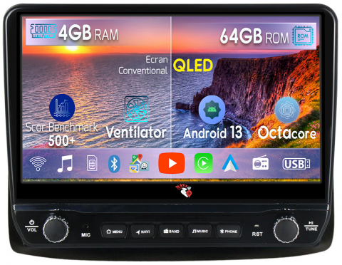 Aveo 2006-2012 - Navigatie dedicata Aveo 2006-2012 si Nexia 2020-2022 cu butoane rotative model 2024, 4 GB RAM 64 ROM, Quadcore, Android 13, Display QLED, 9", DSP, Carplay, Android Auto, Internet, Youtube , Waz