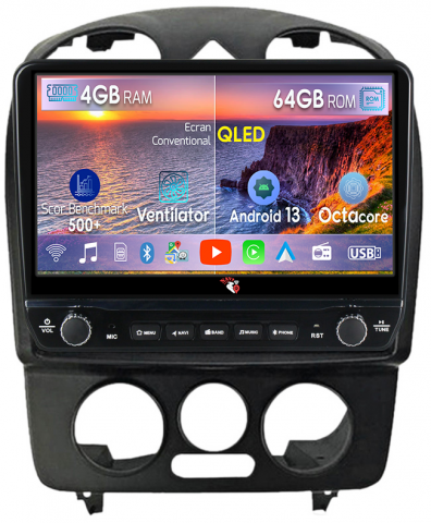 VW Beetle 1998 - 2011 - Navigatie dedicata Beetle cu butoane rotative model 2024, 4 GB RAM 64 ROM, Quadcore, Android 13, Display QLED, 9", DSP, Carplay, Android Auto, Internet, Youtube , Waze , WI-FI