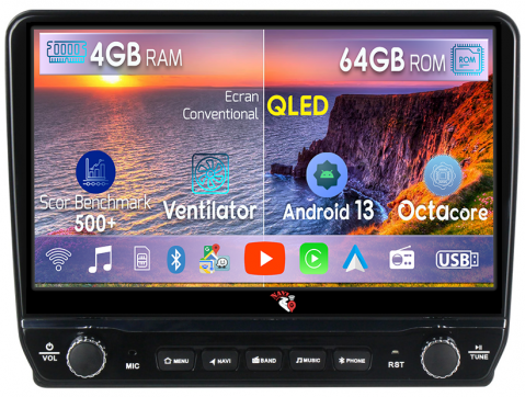 Mercedes-Benz - Navigatie dedicata Benz w209 cu butoane rotative model 2024, 4 GB RAM 64 ROM, Quadcore, Android 13, Display QLED, 9", DSP, Carplay, Android Auto, Internet, Youtube , Waze , WI-FI