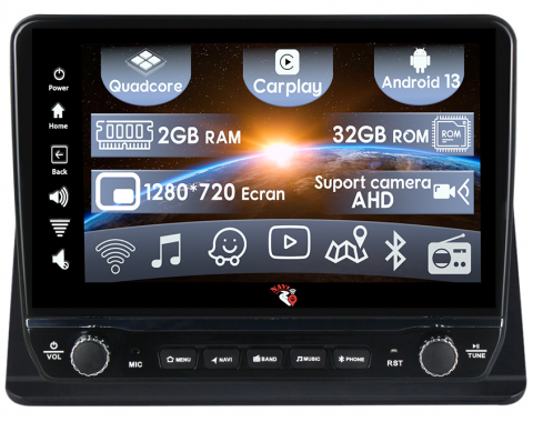 Pajero 2006-2014 - Navigatie dedicata Pajero 2002-2014 cu butoane rotative model 2024, 9 Inch, 2GB RAM 32GB ROM, Quadcore, Android 13, WiFi, Bluetooth, Magazin Play