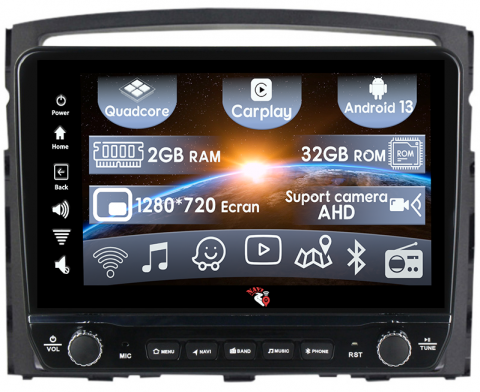 Pajero 2006-2014 - Navigatie dedicata Pajero 2006-2014 cu butoane rotative model 2024, 9 Inch, 2GB RAM 32GB ROM, Quadcore, Android 13, WiFi, Bluetooth, Magazin Play