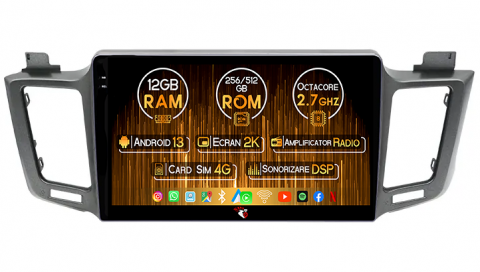 Toyota - Navigatie dedicata Toyota RAV4 2012-2018, 12GB RAM 256GB ROM, Android 13, Rezolutie 2K, Display QLED, 9", DSP, Carplay, Android Auto, Internet, Youtube, Waze, Wi Fi, USB