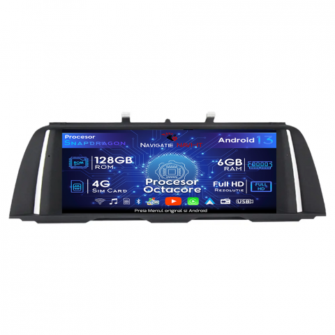 BMW - Navigatie dedicata BMW 5 Series F10 F11 (2013-2016) NBT, Android 13, Wireless Carplay si Android auto 6GB RAM 128GB ROM, Display IPS, 10.25 inch, Microfon Extern