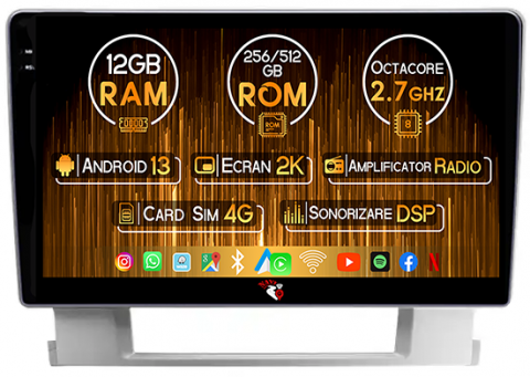 Opel - Navigatie dedicata Buick Excelle 2010-2014, 12GB RAM 256GB ROM, Android 13, Rezolutie 2K, Display QLED, 9", DSP, Carplay, Android Auto, Internet, Youtube, Waze, Wi Fi, USB