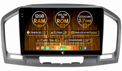 Opel - Navigatie dedicata Buick Regal 2009-2013, 12GB RAM 256GB ROM, Android 13, Rezolutie 2K, Display QLED, 9", DSP, Carplay, Android Auto, Internet, Youtube, Waze, Wi Fi, USB