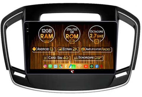 Opel - Navigatie dedicata Buick Regal 2014+, 12GB RAM 256GB ROM, Android 13, Rezolutie 2K, Display QLED, 9", DSP, Carplay, Android Auto, Internet, Youtube, Waze, Wi Fi, USB