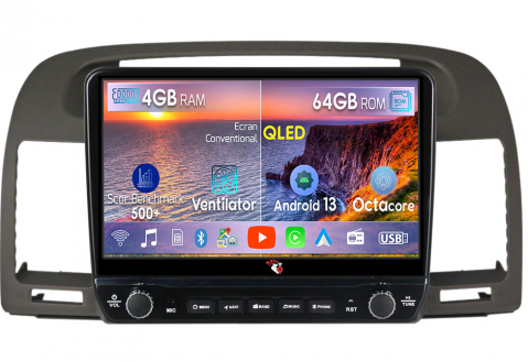 Camry 2002-2006 - Navigatie dedicata Camry 2002-2006 cu butoane rotative model 2024, 4 GB RAM 64 ROM, Quadcore, Android 13, Display QLED, 9", DSP, Carplay, Android Auto, Internet, Youtube , Waze , WI-FI