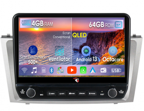 Camry 2006-2011 - Navigatie dedicata Camry 2006-2011 cu butoane rotative model 2024, 4 GB RAM 64 ROM, Quadcore, Android 13, Display QLED, 9", DSP, Carplay, Android Auto, Internet, Youtube , Waze , WI-FI