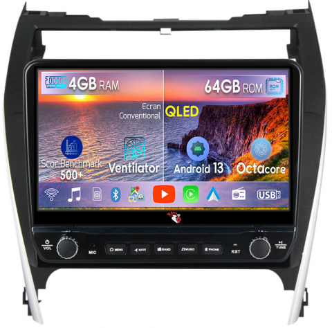 Camry 2011-2014 - Navigatie dedicata Camry 2012-2014 cu butoane rotative model 2024, 4 GB RAM 64 ROM, Quadcore, Android 13, Display QLED, 10", DSP, Carplay, Android Auto, Internet, Youtube , Waze , WI-FI