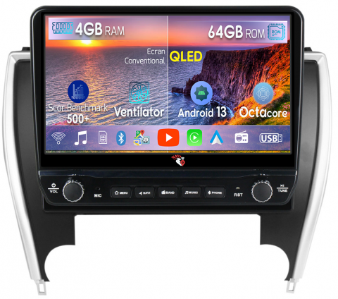 Camry 2014-2017 - Navigatie dedicata Camry 2014-2017 cu butoane rotative model 2024, 4 GB RAM 64 ROM, Quadcore, Android 13, Display QLED, 10", DSP, Carplay, Android Auto, Internet, Youtube , Waze , WI-FI