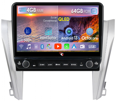 Camry 2014-2017 - Navigatie dedicata Camry 2015-2017 cu butoane rotative model 2024, 4 GB RAM 64 ROM, Quadcore, Android 13, Display QLED, 10", DSP, Carplay, Android Auto, Internet, Youtube , Waze , WI-FI