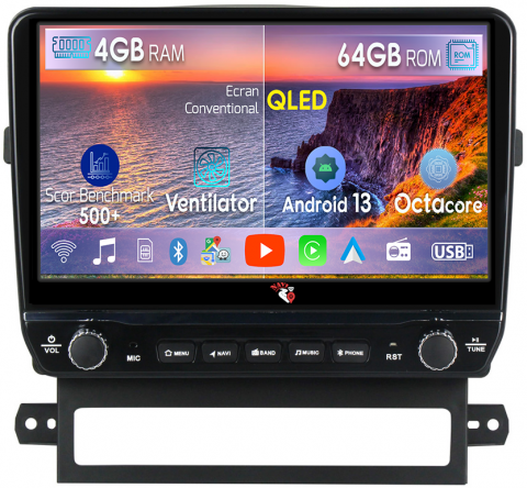 Captiva 2008-2012 - Navigatie dedicata Captiva 2008-2012 cu butoane rotative model 2024, 4 GB RAM 64 ROM, Quadcore, Android 13, Display QLED, 9", DSP, Carplay, Android Auto, Internet, Youtube , Waze , WI-FI