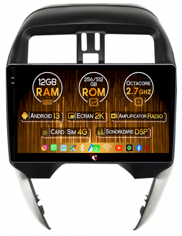 Sunny 2019 - Navigatie dedicata Sunny 2019, 12GB RAM 256GB ROM, Android 13, Rezolutie 2K, Display QLED, 10", DSP, Carplay, Android Auto, Internet, Youtube, Waze, Wi Fi, USB