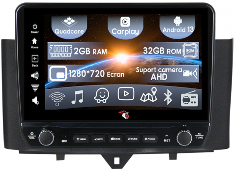 Mercedes-Benz - Navigatie dedicata Smart Fortwo 2011-2015 cu butoane rotative model 2024, 9 Inch, 2GB RAM 32GB ROM, Quadcore, Android 13, WiFi, Bluetooth, Magazin Play