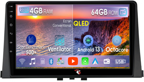 Citroen - Navigatie dedicata Citroen Berlingo 2018-2020, 4GB RAM 64GB ROM, Octacore, Android 13, Display QLED 9", DSP, Carplay, Android Auto, Internet, Youtube, Waze, WIFI, Bluetooth