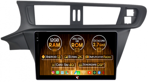 Citroen - Navigatie dedicata Citroen C3-XR 2010-2015, 12GB RAM 256GB ROM, Android 13, Rezolutie 2K, Display QLED, 10", DSP, Carplay, Android Auto, Internet, Youtube, Waze, Wi Fi, USB