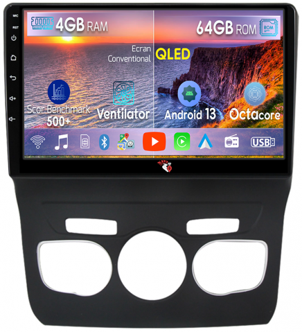 Citroen - Navigatie dedicata Citroen C4L 2013-2016, 4GB RAM 64GB ROM, Octacore, Android 13, Display QLED 10", DSP, Carplay, Android Auto, Internet, Youtube, Waze, WIFI, Bluetooth