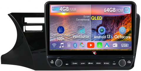 City 2014 - Navigatie dedicata City 2014-2017 cu butoane rotative model 2024, 4 GB RAM 64 ROM, Quadcore, Android 13, Display QLED, 9", DSP, Carplay, Android Auto, Internet, Youtube , Waze , WI-FI