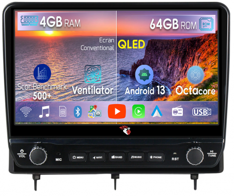 Civic (2016+) - Navigatie dedicata Civic 2022 cu butoane rotative model 2024, 4 GB RAM 64 ROM, Quadcore, Android 13, Display QLED, 10", DSP, Carplay, Android Auto, Internet, Youtube , Waze , WI-FI