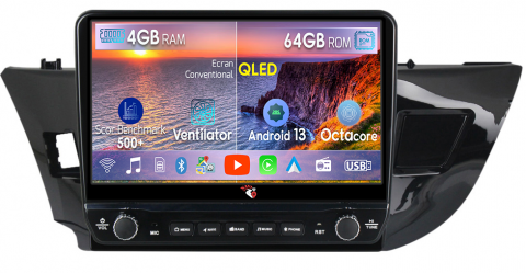 COROLLA 2013-2018 - Navigatie dedicata Corolla 2012-2016 cu butoane rotative model 2024, 4GB RAM 64GB ROM, Quadcore, Android 13, Display QLED 9", DSP, Carplay, Android Auto, Internet, Youtube, Waze, WIFI