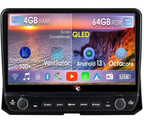 Corolla 2018-2019 - Navigatie dedicata Corolla 2018-2019 cu butoane rotative model 2024, 4GB RAM 64GB ROM, Quadcore, Android 13, Display QLED 9", DSP, Carplay, Android Auto, Internet, Youtube, Waze, WIFI