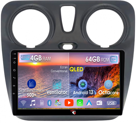 Dacia - Navigatie dedicata Dacia Dokker 2012, 4GB RAM 64GB ROM, Octacore, Android 13, Display QLED 9", DSP, Carplay, Android Auto, Internet, Youtube, Waze, WIFI, Bluetooth