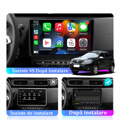 Navigatie dedicata Dacia Duster 2017-2021, 12GB RAM 256GB ROM, Android 13, Rezolutie 2K, Display QLED, 10", DSP, Carplay, Android Auto, Internet, Youtube, Waze, Wi Fi, USB [4]