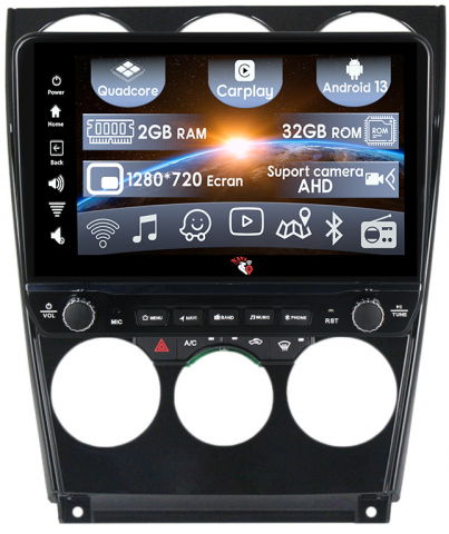 Mazda - Navigatie dedicata Mazda 6 2004-2015 cu butoane rotative model 2024, 9 Inch, 2GB RAM 32GB ROM, Quadcore, Android 13, WiFi, Bluetooth, Magazin Play