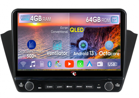 Fabia 2015 - Navigatie dedicata Fabia 2015 cu butoane rotative model 2024, 4 GB RAM 64 ROM, Quadcore, Android 13, Display QLED, 9", DSP, Carplay, Android Auto, Internet, Youtube , Waze ,