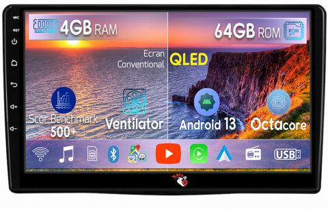 Fiat 500L 2012-2017 - Navigatie dedicata Fiat 500L 2012-2017, 4GB RAM 64GB ROM, Octacore, Android 13, Display QLED 9", DSP, Carplay, Android Auto, Internet, Youtube, Waze, WIFI, Bluetooth