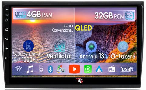Bravo 2007-2012 - Navigatie dedicata Fiat Bravo 2007-2012, 4GB RAM 32GB ROM, Octacore, Android 14, Display QLED 1K 9", DSP, Carplay&Android Auto, SIM 4G, Bluetooth, Ventilator Activ