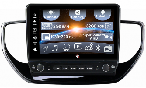 Hyundai - Navigatie dedicata Solaris 2 2020-2021 cu butoane rotative model 2024, 9 Inch, 2GB RAM 32GB ROM, Quadcore, Android 13, WiFi, Bluetooth, Magazin Play