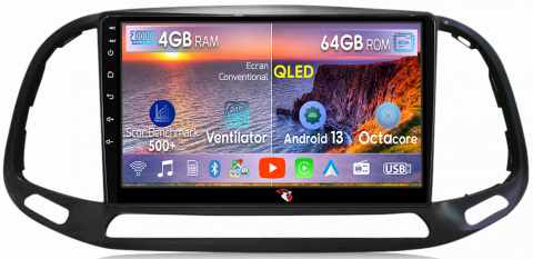 Fiat Doblo - Navigatie dedicata Fiat Doblo 2015-2019, 4GB RAM 64GB ROM, Octacore, Android 13, Display QLED 9", DSP, Carplay, Android Auto, Internet, Youtube, Waze, WIFI, Bluetooth