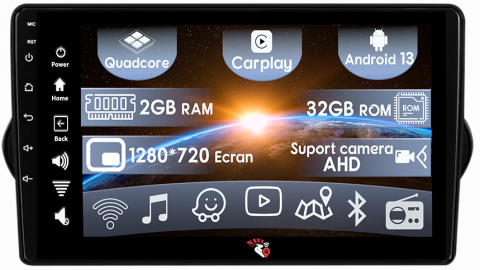 Tipo 2015-2018 - (Resigilata) Navigatie dedicata Fiat Egea 2015-2018, 2GB RAM 32GB ROM, Android 13, Display 9" IPS Full HD, Internet ,Aplicatii , Waze , Wi Fi , Usb , Bluetooth , Mirrorlink, Suport camere AHD