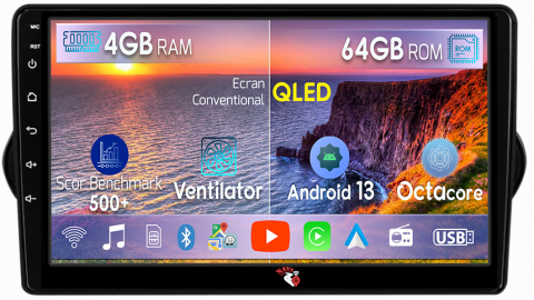 Tipo 2015-2018 - Navigatie dedicata Fiat Egea 2015-2018, 4GB RAM 64GB ROM, Octacore, Android 13, Display QLED 9", DSP, Carplay, Android Auto, Internet, Youtube, Waze, WIFI, Bluetooth