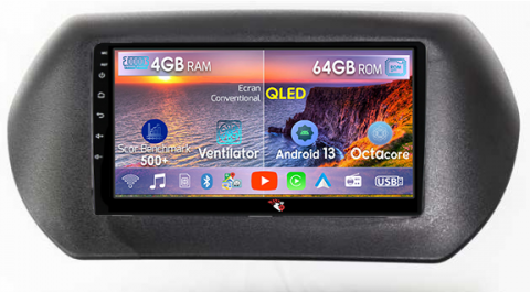 Peugeot - Navigatie dedicata Fiat Fiorino 2008/Citroen Nemo/Peugeot Bipper, 4GB RAM 64GB ROM, Octacore, Android 13, Display QLED 10", DSP, Carplay, Android Auto, Internet, Youtube, Waze, WIFI,