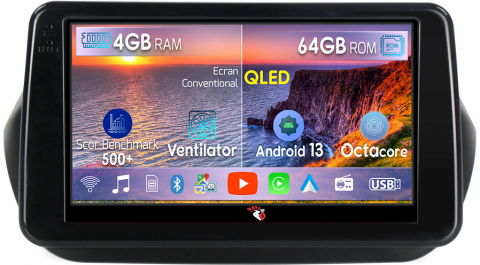 Fiorino Qubo 2008-2017 - Navigatie dedicata Fiat Fiorino Qubo 2008-2017, 4GB RAM 64GB ROM, Octacore, Android 13, Display QLED 9", DSP, Carplay, Android Auto, Internet, Youtube, Waze, WIFI, Bluetooth