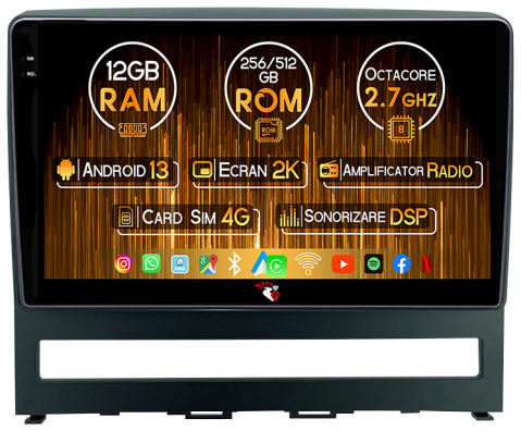 Perla 2009+ - Navigatie dedicata Fiat Perla 2009+, 12GB RAM 256GB ROM, Android 13, Rezolutie 2K, Display QLED, 9", DSP, Carplay, Android Auto, Internet, Youtube, Waze, Wi Fi, USB