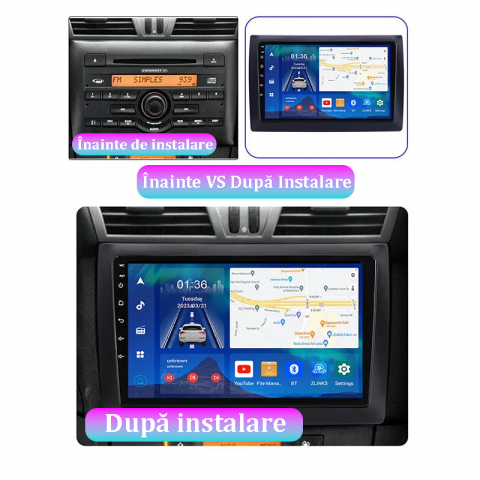 Navigatie dedicata Fiat Stilo 2010, 4GB RAM 64GB ROM, Octacore, Android 13, Display QLED 9", DSP, Carplay, Android Auto, Internet, Youtube, Waze, WIFI, Bluetooth [1]