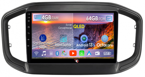 Fiat - Navigatie dedicata Fiat Strada 2021, 4GB RAM 64GB ROM, Octacore, Android 13, Display QLED 9", DSP, Carplay, Android Auto, Internet, Youtube, Waze, WIFI, Bluetooth