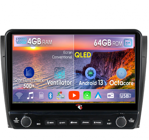Fiesta Mk5 2002-2008 - Navigatie dedicata Fiesta Mk5 2002-2008(AB) cu butoane rotative model 2024, 4 GB RAM 64 ROM, Quadcore, Android 13, Display QLED, 9", DSP, Carplay, Android Auto, Internet, Youtube , Waze , WI-FI