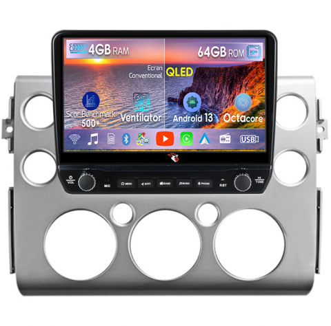 FJ Cruiser J15 2006-2020 - Navigatie dedicata FJ Cruiser J15 2006-2020 cu butoane rotative model 2024, 4GB RAM 64GB ROM, Quadcore, Android 13, Display QLED 9", DSP, Carplay, Android Auto, Internet, Youtube, Waz