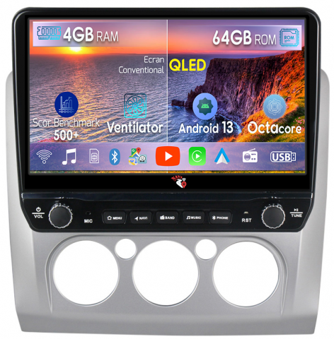Focus 2 2004-2011 - Navigatie dedicata Focus 2 2004-2011 cu butoane rotative model 2024, 4 GB RAM 64 ROM, Quadcore, Android 13, Display QLED, 9", DSP, Carplay, Android Auto, Internet, Youtube , Waze , WI-FI