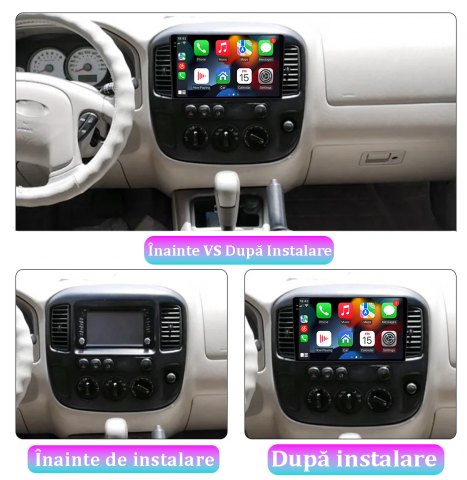 Navigatie dedicata Ford Escape 2000-2007, 12GB RAM 256GB ROM, Android 13, Rezolutie 2K, Display QLED, 9", DSP, Carplay, Android Auto, Internet, Youtube, Waze, Wi Fi, USB [4]