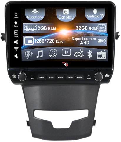 SsangYong - Navigatie dedicata Actyon 2013-2017 cu butoane rotative model 2024, 9 Inch, 2GB RAM 32GB ROM, Quadcore, Android 13, WiFi, Bluetooth, Magazin Play