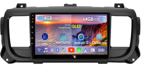 Citroen - Navigatie dedicata Ford Focus 3 Citroen Jumpy 2016, 4GB RAM 64GB ROM, Octacore, Android 13, Display QLED 9", DSP, Carplay, Android Auto, Internet, Youtube, Waze, WIFI, Bluetooth