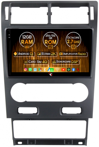 Mondeo 2000-2007 - Navigatie dedicata Ford Mondeo 2000-2007, 12GB RAM 256GB ROM, Android 13, Rezolutie 2K, Display QLED, 9", DSP, Carplay, Android Auto, Internet, Youtube, Waze, Wi Fi, USB