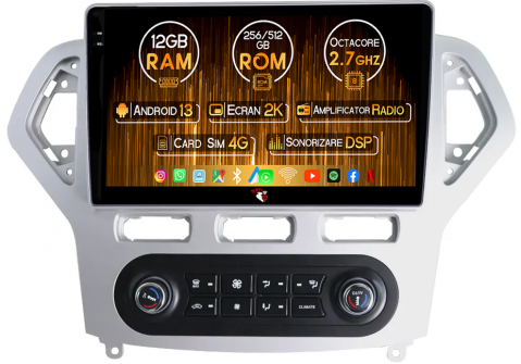 Mondeo (2007-2010) - Navigatie dedicata Ford Mondeo 2007-2010, 12GB RAM 256GB ROM, Android 13, Rezolutie 2K, Display QLED, 10.1", DSP, Carplay, Android Auto, Internet, Youtube, Waze, Wi Fi, USB
