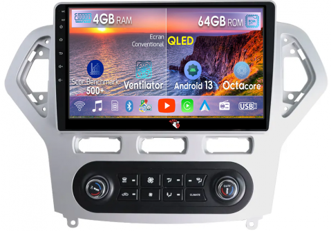 Mondeo (2007-2010) - Navigatie dedicata Ford Mondeo 2007-2010, 4GB RAM 64GB ROM, Octacore, Android 13, Display QLED 10.1", DSP, Carplay, Android Auto, Internet, Youtube, Waze, WIFI, Bluetooth