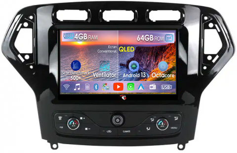 Mondeo 2009-2012 - Navigatie dedicata Ford Mondeo 2007-2011, 4GB RAM 64GB ROM, Octacore, Android 13, Display QLED 9", DSP, Carplay, Android Auto, Internet, Youtube, Waze, WIFI, Bluetooth